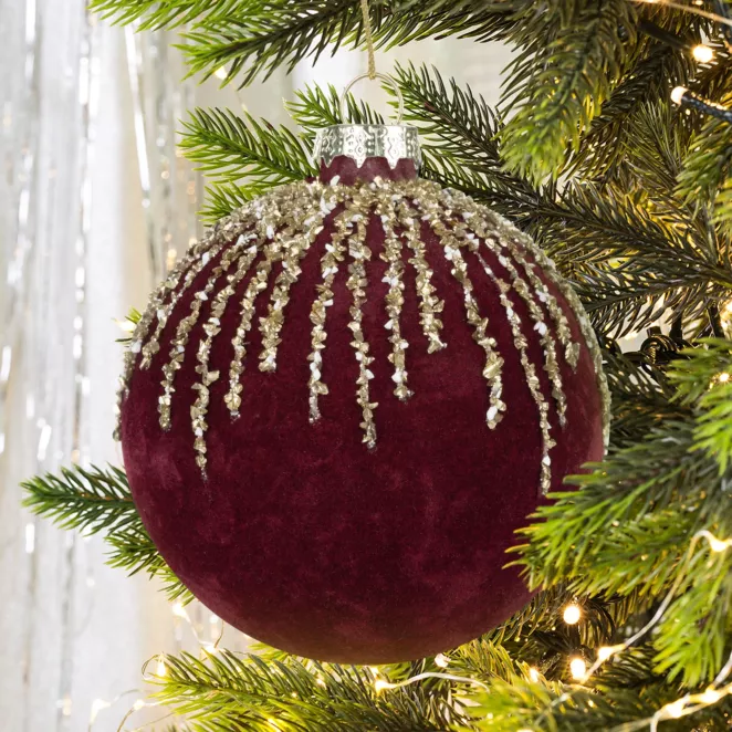 Bombka szklana  ręcznie zdobiona złotymi drobinkami