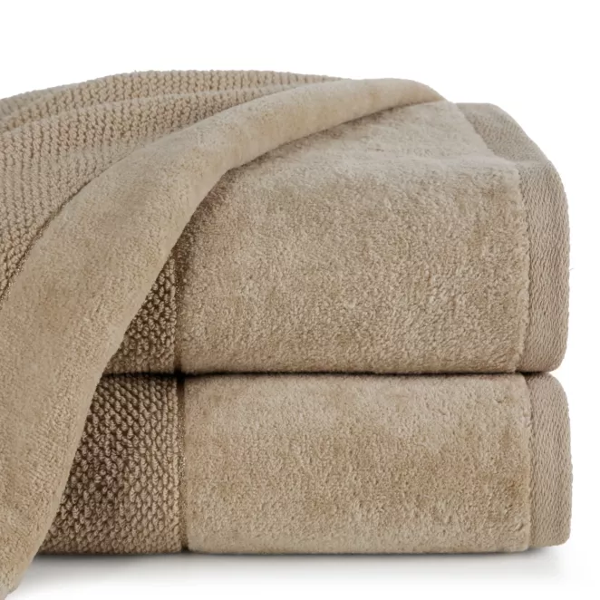 Ręcznik do rąk 30x50 cm bawełniany kolor beżowy z welwetową bordiurą 550 g/m2 ARIA