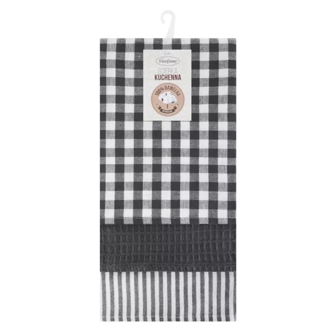 Komplet ściereczek kuchennych  3szt 50x75 cm bawełniany kolor biały,stalowy 200 g/m2  LUCY