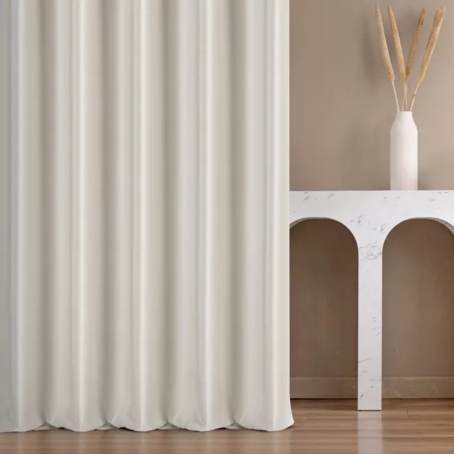 Zasłona szyta na taśmie 5 cm naturalna z miękkiej półmatowej tkaniny welwetowej