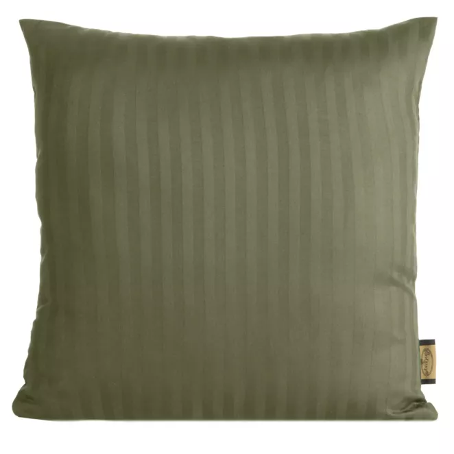 Poszewka na poduszkę 40x40 cm z satyny bawełnianej oliwkowa w delikatne prążki VERA