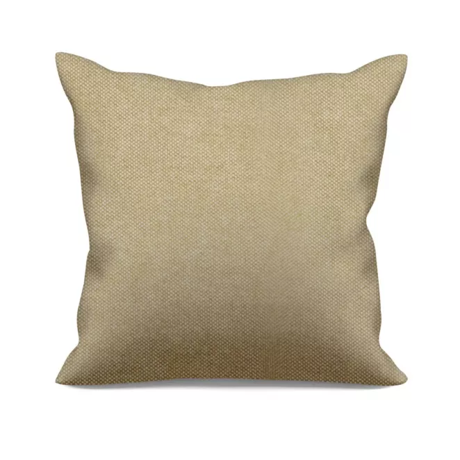 Poszewka szyta beżowa miękka, szenilowa tkanina o wyraźnym splocie i delikatnym połysku