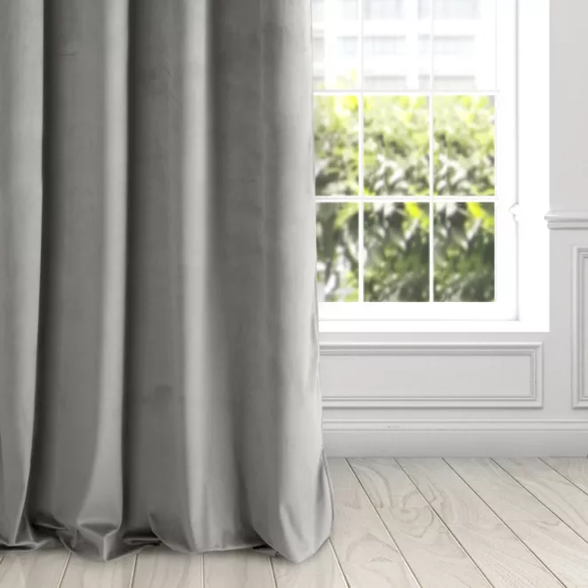 Zasłona welwetowa szara gładka 140x250 cm przelotka - PIERRE