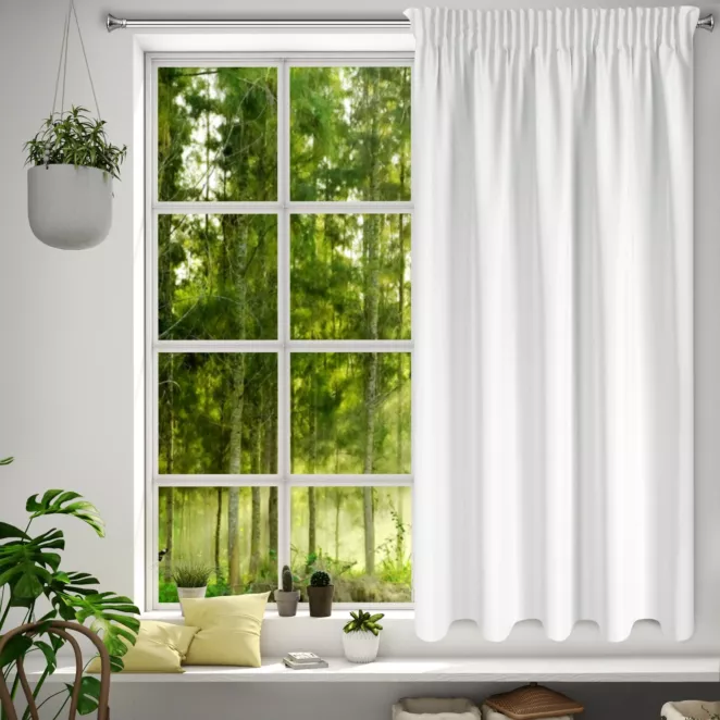 Zasłona biała z matowej gładkiej tkaniny 140x175 cm taśma - RITA