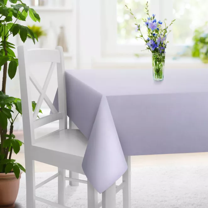 Obrus szyty liliowy z miękkiej półmatowej tkaniny welwetowej