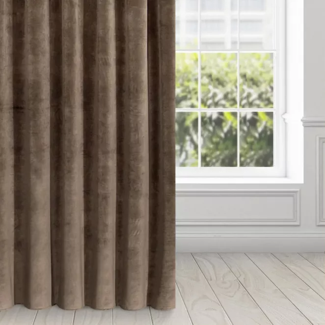 Zasłona brązowa z ekskluzywnego aksamitnego welwetu 290 g/m2 140x270 cm taśma - VILLA