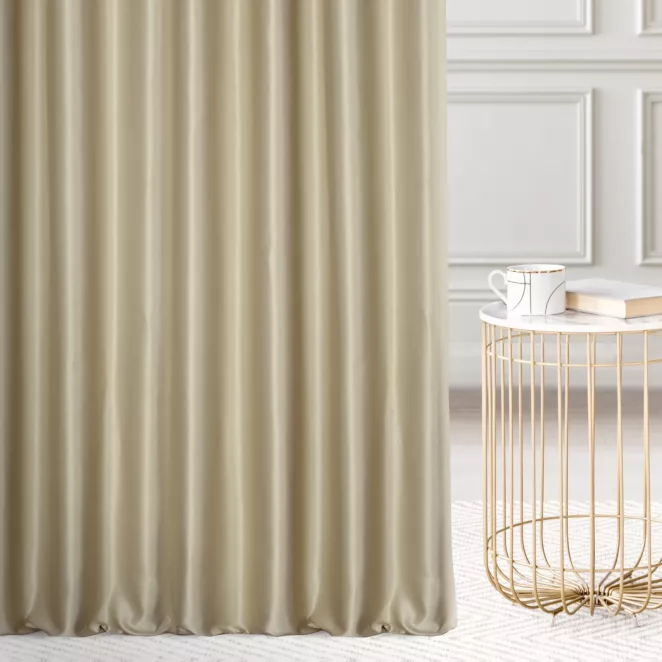 Zasłona szyta na taśmie 5 cm oliwkowa z jednokolorowej gładkiej tkaniny