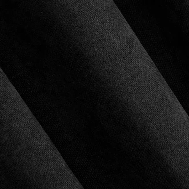 P209/7 Zasłona szyta na taśmie 5 cm NADINE czarna z miękkiej tkaniny o welurowej strukturze i wyraźnym splocie