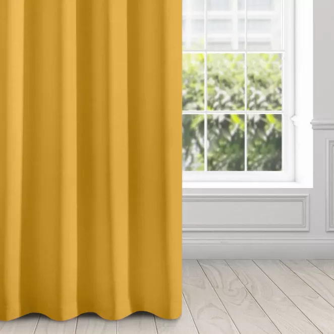 Zasłona musztardowa z matowej gładkiej tkaniny 140x250 cm przelotka - RITA