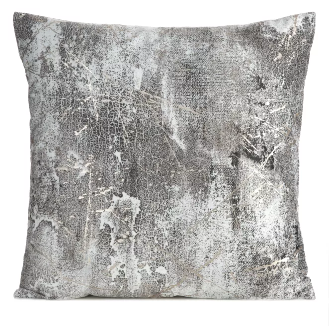 Poszewka na poduszkę 45x45 cm welwetowa grafitowa zdobiona metalicznym wzorem ESTER