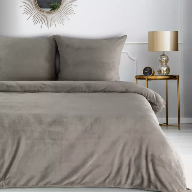 Pościel 220x200 cm gładka z polaru kolor beżowy FLANO