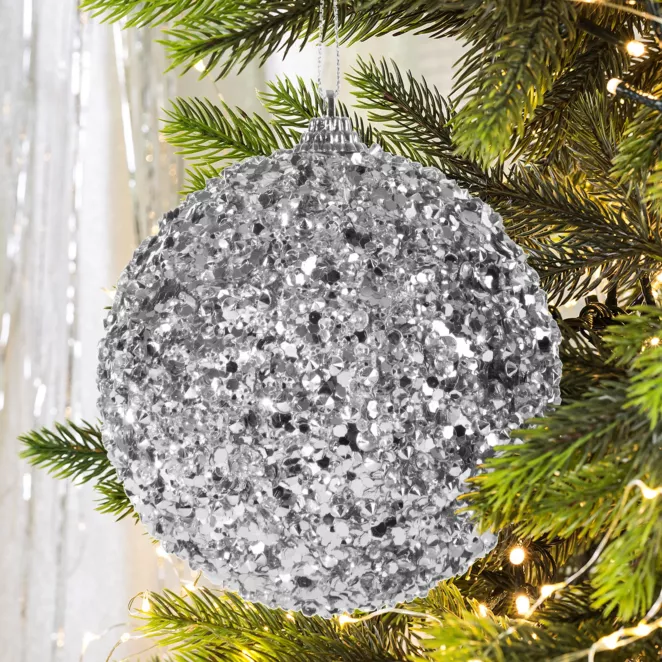 Bombka choinkowa dekorowana drobnymi cekinami