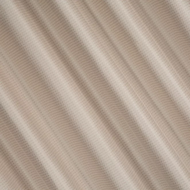 R198/3 Zasłona szyta na taśmie 5 cm ciemnokremowa z tkaniny w geometryczny wzór Pierre Cardin