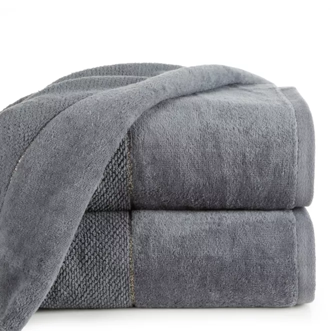 Ręcznik do rąk 30x50 cm bawełniany kolor stalowy z welwetową bordiurą 550 g/m2 ARIA