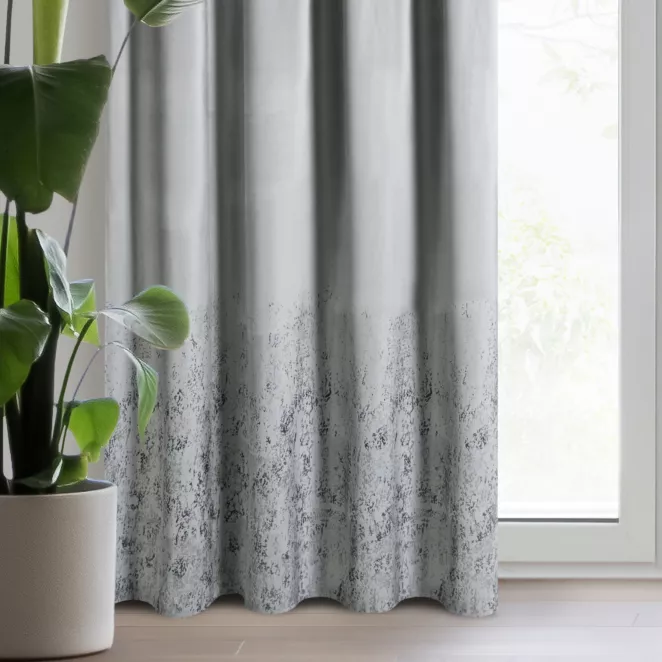 Zasłona welwetowa szara z przecieranym wzorem 140x270 cm taśma - MIRELA
