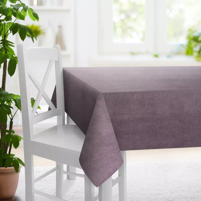 Obrus szyty BRIANNA fioletowy miękka szenilowa o wyraźnym splocie i lekkim połysku