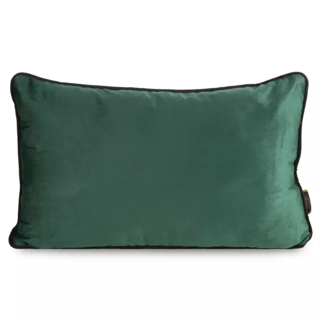 Poduszka 30 x 50 cm welwetowa ciemnozielona zdobiona kontrastującą wypustką na brzegach MELIA EUROFIRANY PREMIUM