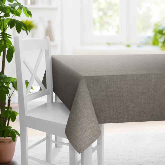 Obrus szyty stalowy z tkaniny o grubym splocie