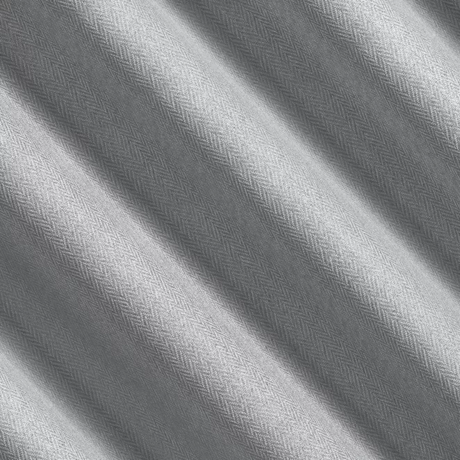 R232/1 Zasłona szyta na taśmie 5 cm srebrna z tkaniny z jodełkowym wzorem geometrycznym