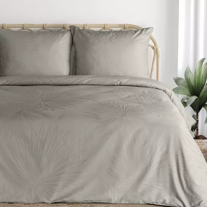 Pościel 220x200 cm bawełniana kolor szarobeżowy z żakardowym wzorem NIKOL