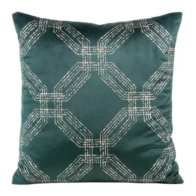 Poszewka na poduszkę 45x45 cm welwetowa kolor ciemnomiętowy z błyszczącym nadrukiem BLINK 30
