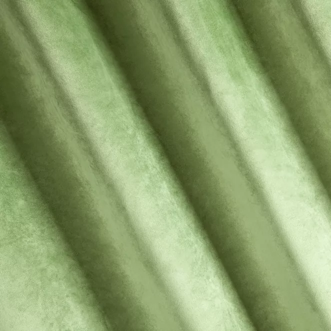H225/1 Zasłona szyta na taśmie 5 cm WALDO jasnozielona ze szlachetnej grubej tkaniny welwetowej o gramaturze 400g/m2