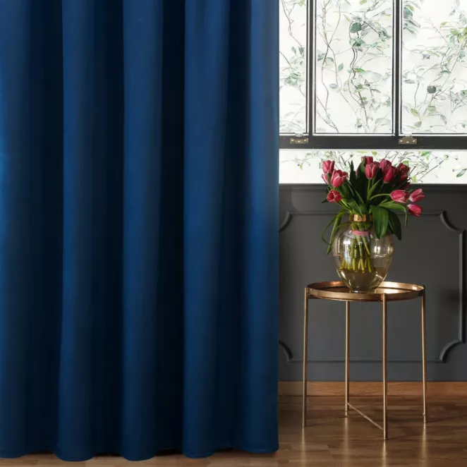 Zasłona welwetowa granatowa gładka 140x270 taśma - SIBEL - Pierre Cardin