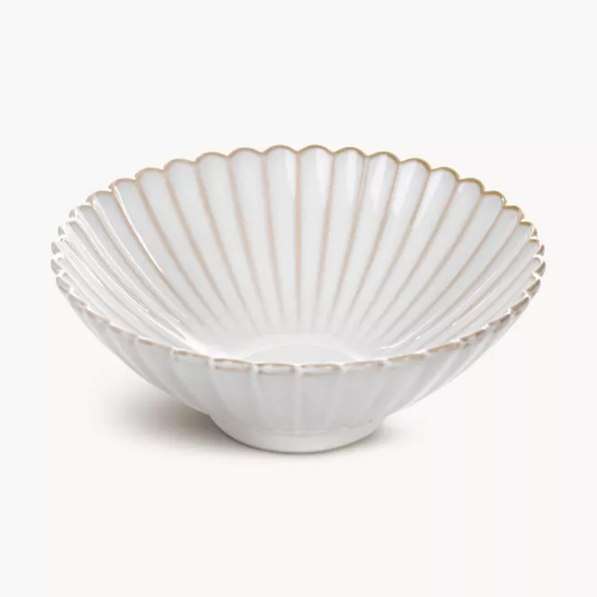 Miska ceramiczna dekoracyjna kremowo-beżowa  zdobiona przecieranym wzorem średnica 24x8 cm  cm AVRIL