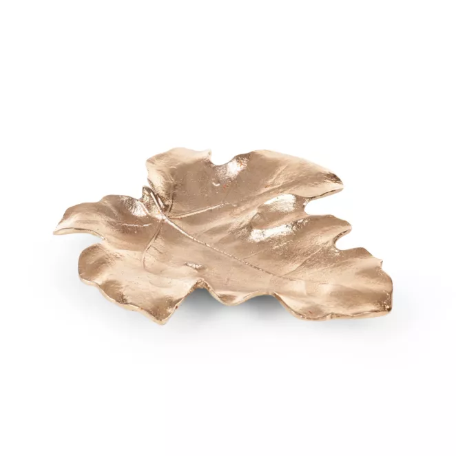 Patera dekoracyjna DALIA z metalu o kształcie liścia