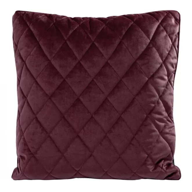 Poszewka na poduszkę 45x45 cm welwetowa, bordowa pikowana we wzór karo z ozdobną wypustką VELVET 27 Eurofirany Premium