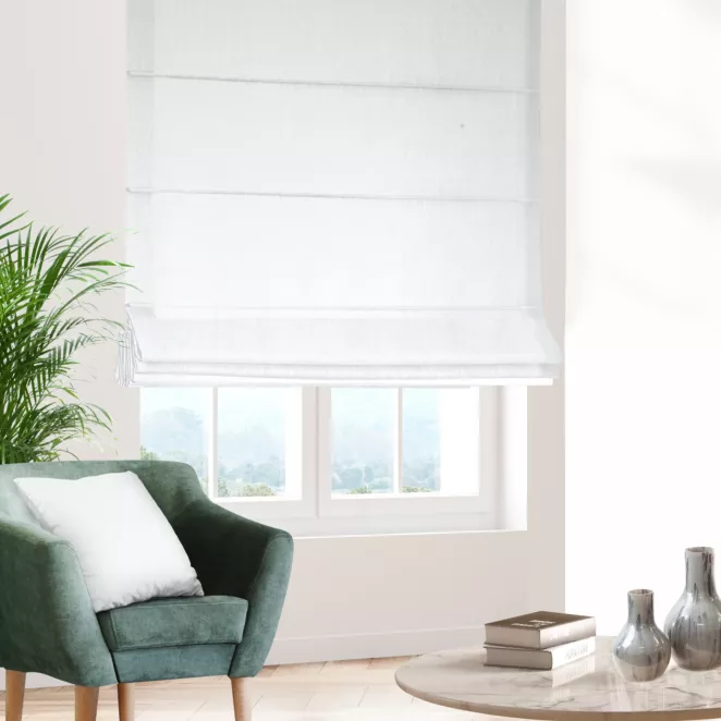 Roleta rzymska kremowa z tkaniny o naturalnym splocie z efektem melanżu