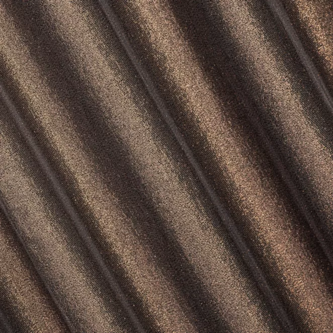 M228/10 Firana szyta na taśmie 5 cm miedziana z mocno błyszczącej drobno tkanej siateczki, wykończona obciążnikiem Italissima Eva Minge