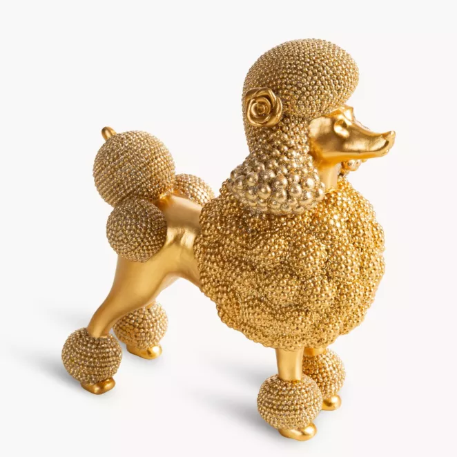 Figurka złota w kształcie uroczego psa o drobnym strukturalnym wzorze 17x9x19 cm ELDO 2