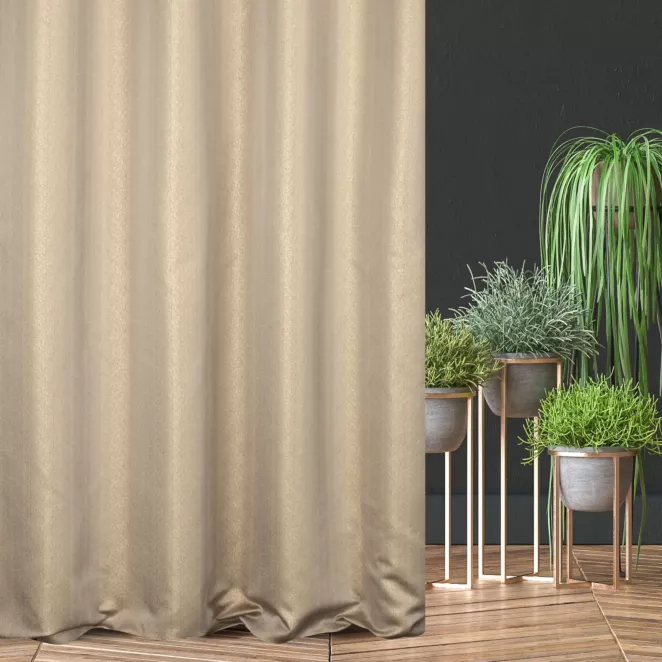 Zasłona szyta na taśmie 5 cm złota z tkaniny w drobny połyskliwy wzór