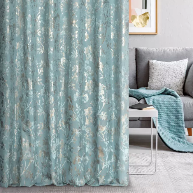 Tkanina zasłonowa z welwetu z wzorem złocistych gałązek na lekko przecieranym tle z kolekcji Pierre Cardin