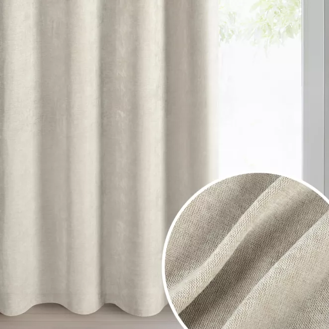Zasłona jasnobeżowa o szenilowej strukturze 140x250 cm przelotka - NESKA