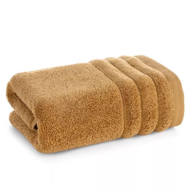 Ręcznik kąpielowy 30x50 cm bawełniany kolor musztardowy z błyszczącą bordiurą 500 g/m2 NADINE