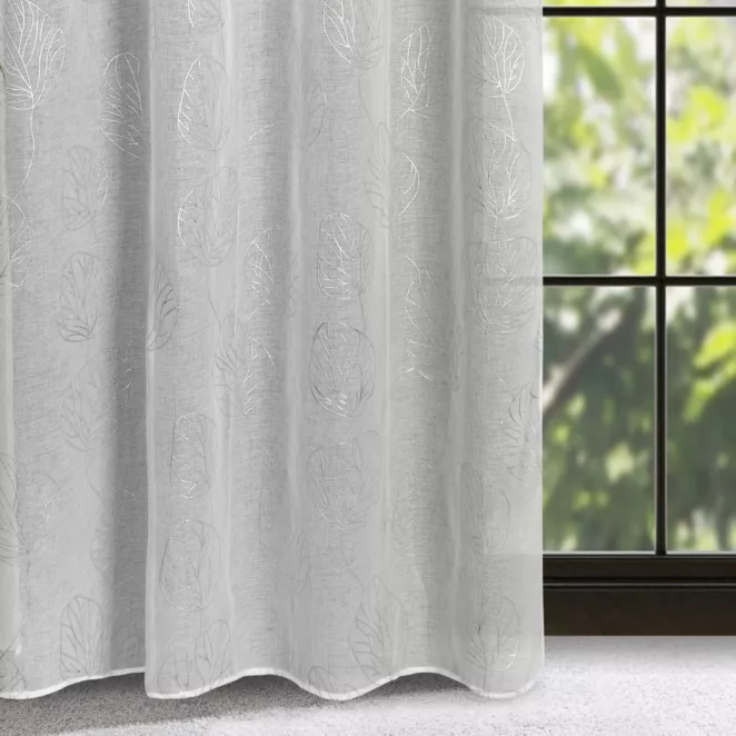 Zasłona biało, srebrna z siateczki w stylu boho 140x250 cm przelotka - LORI