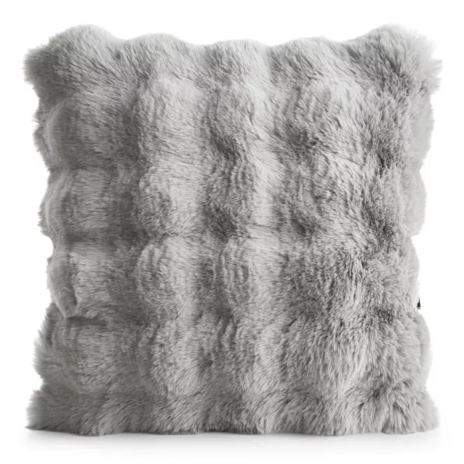 Poszewka na poduszkę 45x45 cm z futerka kolor srebrny zdobiona efektem 3D LILY