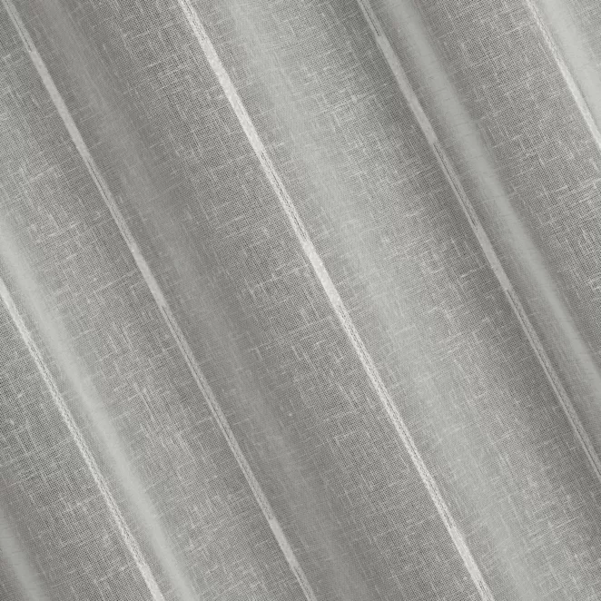 H201/3 Firana szyta na taśmie 5 cm naturalno kremowa z matowej etaminy w pionowe pasy, wykończona obciążnikiem