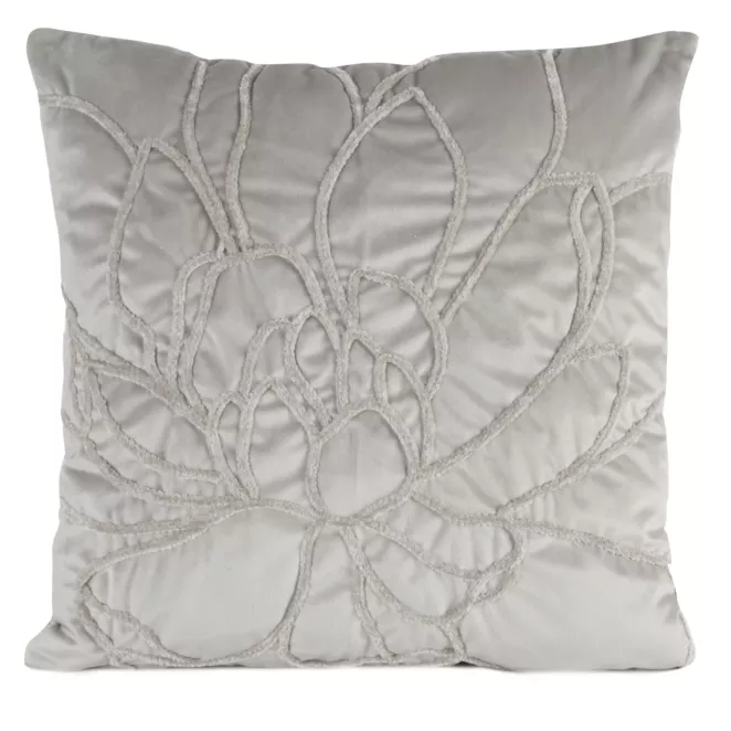 Poszewka na poduszkę 45x45 cm welwetowa, srebrna zdobiona naszywanym wzorem SANDI