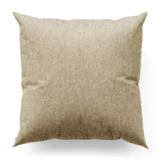 Poszewka szyta beżowa z tkaniny w stylu eko i efektem melanżu