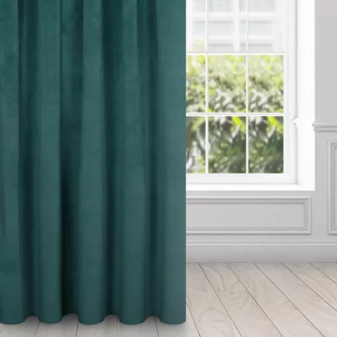 Zasłona ciemno turkusowa z ekskluzywnego aksamitnego welwetu 290 g/m2 140x270 cm taśma - VILLA