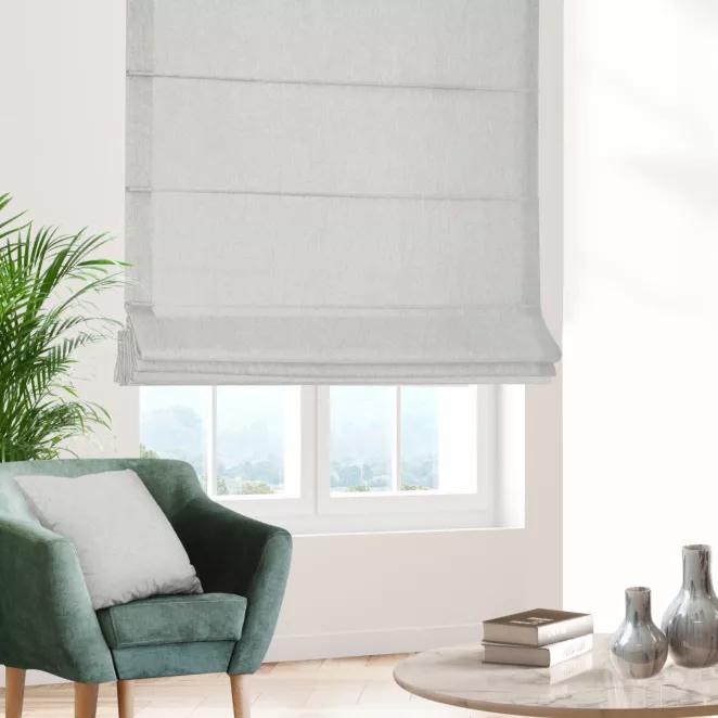 Roleta rzymska kremowa z tkaniny bukla z efektem melanżu