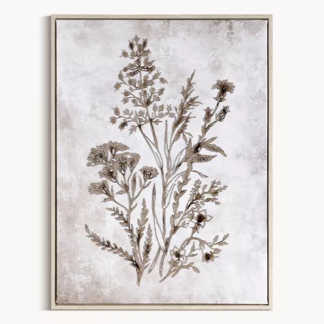 Obraz beżowo, brązowy nadruk na płótnie z motywem roślinnym 45x60 cm