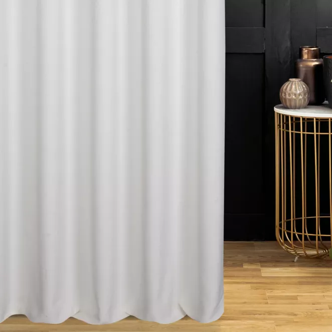 Zasłona szyta na taśmie 5 cm kremowa z miękkiej w dotyku tkaniny szenilowej