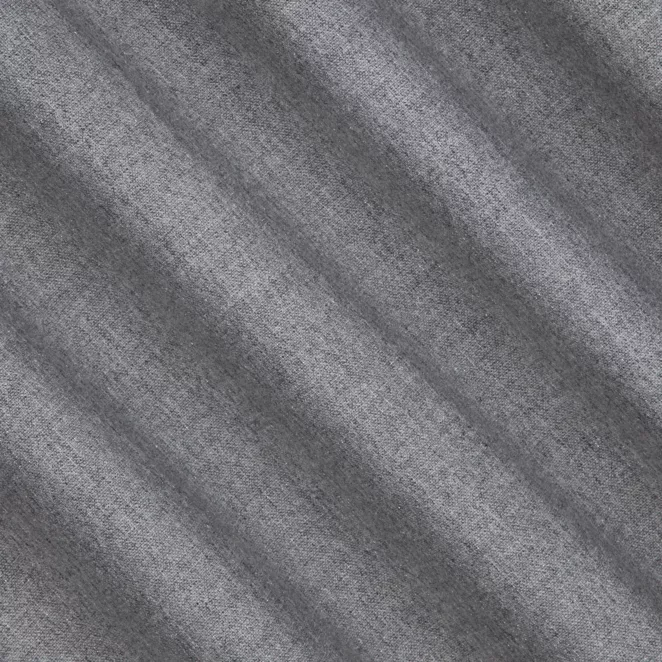 E35/2 Zasłona szyta na taśmie 5 cm popielata z miękkiej tkaniny w stylu eko, z efektem melanżu, przetykana metaliczną nicią