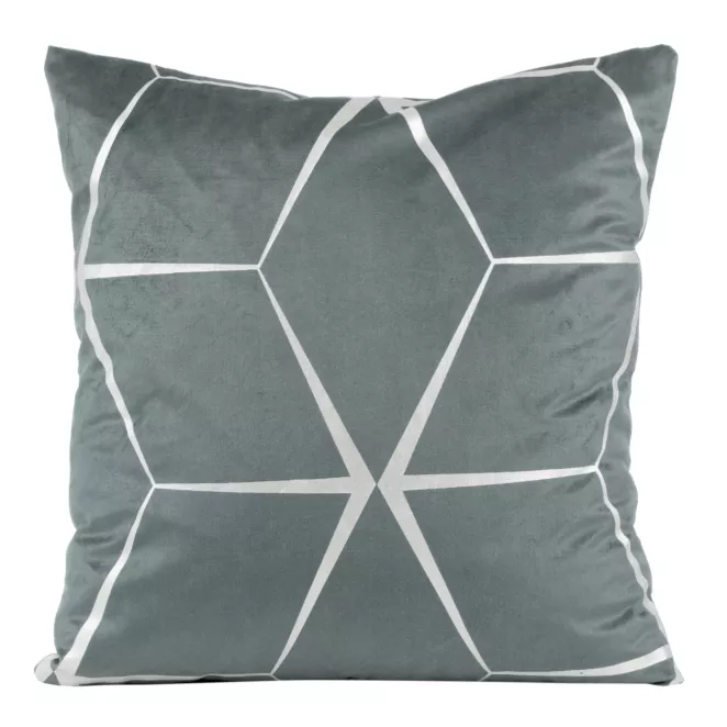Poszewka na poduszkę 45x45 cm welwetowa srebrna z nadrukiem geometrycznym BLINK 28