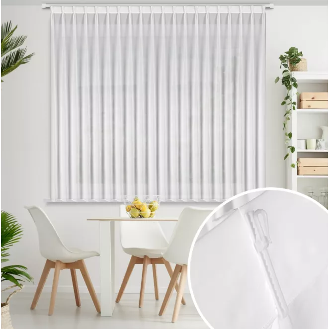 Firana biała z szyfonu 230x170 cm (wymiar podany na gotowo) systemem flex - RUBY