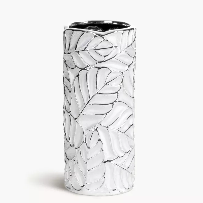 Wazon ceramiczny MIRIAM z tłoczonym wzorem liści